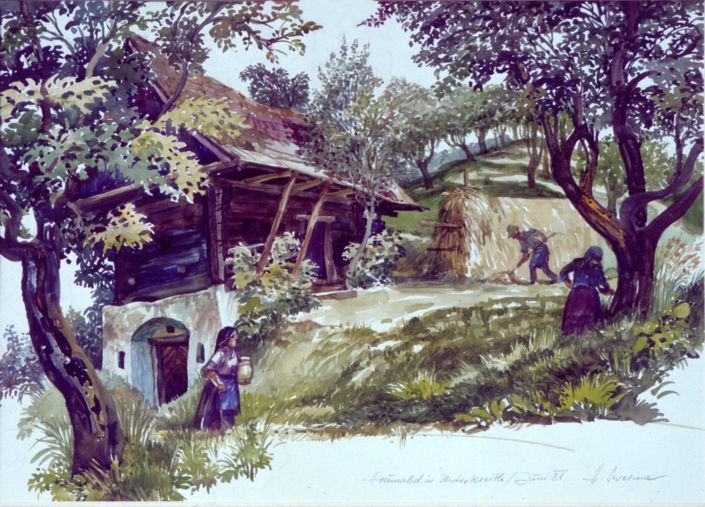 Heumahd in Untergreith mit 2 tratschenden Frauen